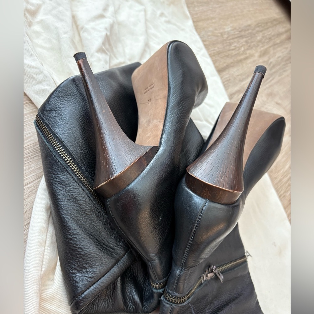 BCBGMaxAzria Black Leather Heeled Boots
